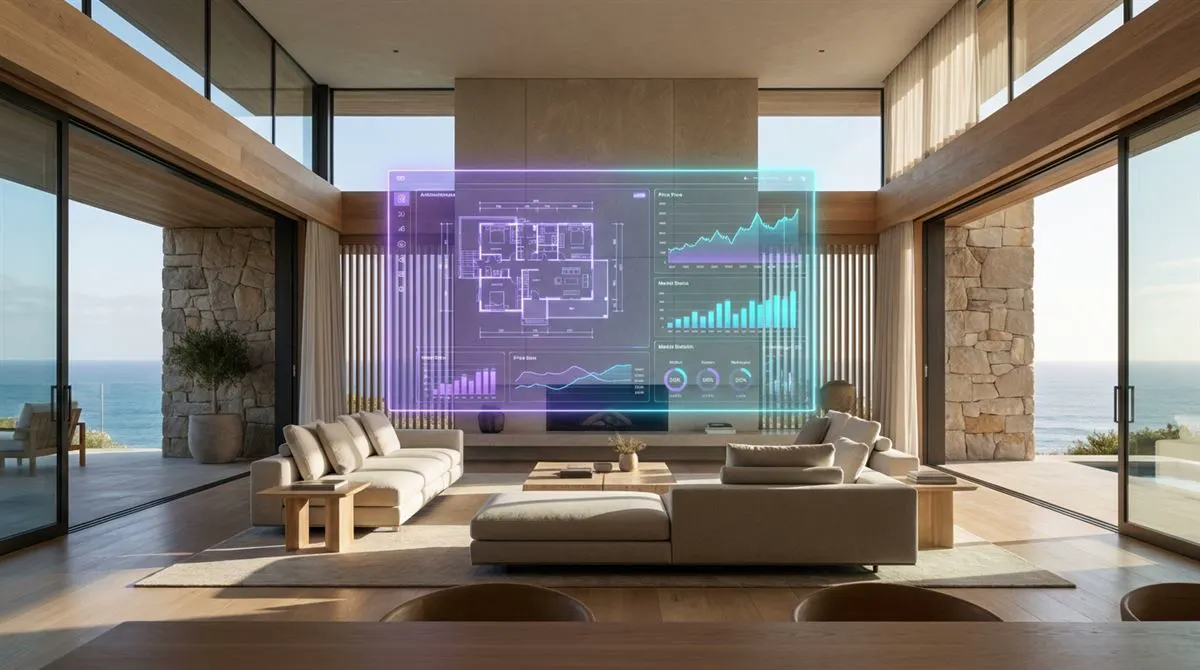 Vivienda de alto standing con interfaz de datos inmobiliarios por IA