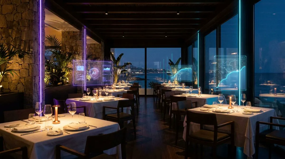 Restaurante elegante con tecnología de IA en la Costa del Sol